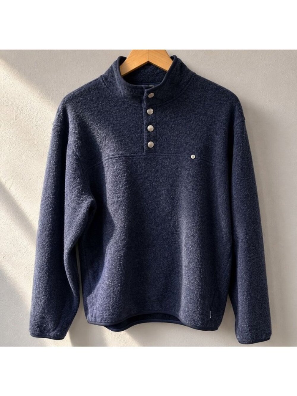 Viori Mens Sz XL Venice Wool Pullover Ink Heather Snap Fleece Sweater